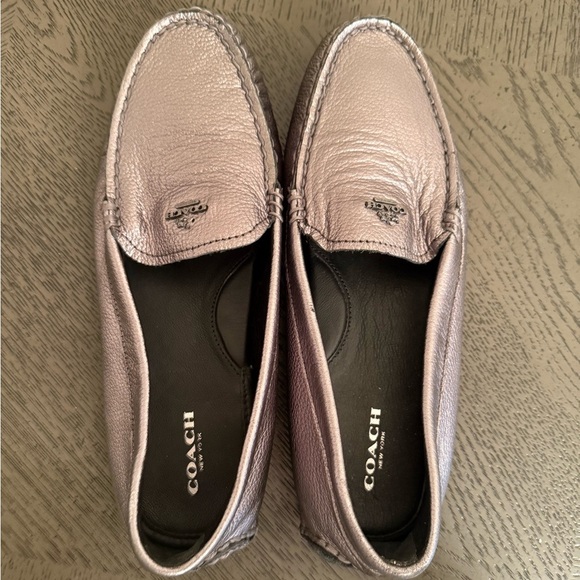 COACH AMBER METALLIC TUMBLED LOAFERS, UPPER LEATHER, SIZE 8.5 M - Picture 2 of 9